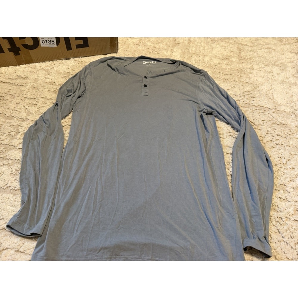 Mens Medium Duluth 1/4 Button Long Sleeve Shirt Gray